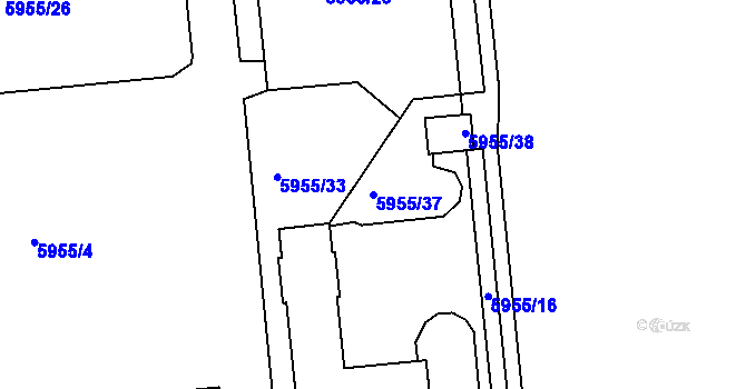 Parcela st. 5955/37 v KÚ Tábor, Katastrální mapa