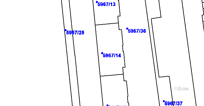 Parcela st. 5967/14 v KÚ Tábor, Katastrální mapa