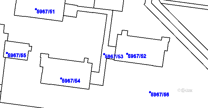 Parcela st. 5967/53 v KÚ Tábor, Katastrální mapa