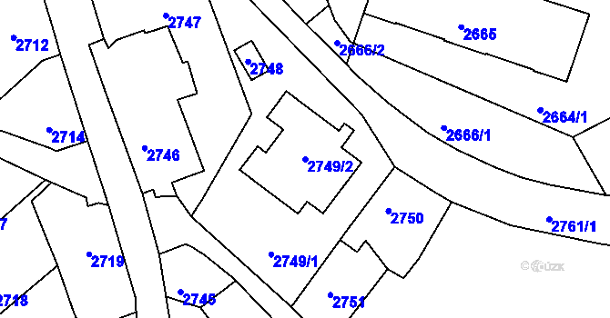 Parcela st. 2749/2 v KÚ Tábor, Katastrální mapa
