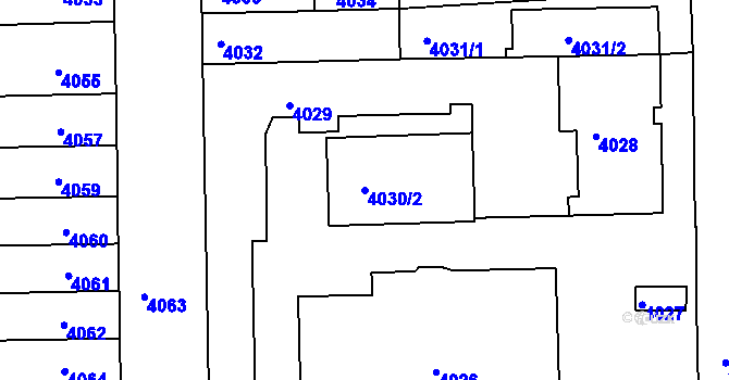 Parcela st. 4030/2 v KÚ Tábor, Katastrální mapa