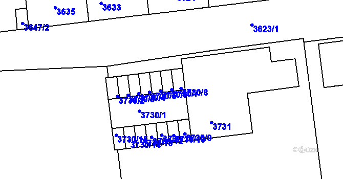 Parcela st. 3730/7 v KÚ Tábor, Katastrální mapa
