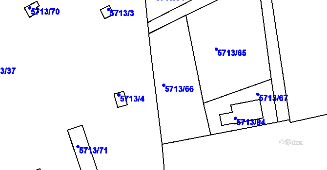 Parcela st. 5713/66 v KÚ Tábor, Katastrální mapa