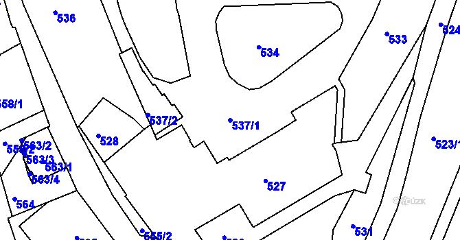 Parcela st. 537/1 v KÚ Tábor, Katastrální mapa