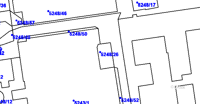 Parcela st. 5248/26 v KÚ Tábor, Katastrální mapa