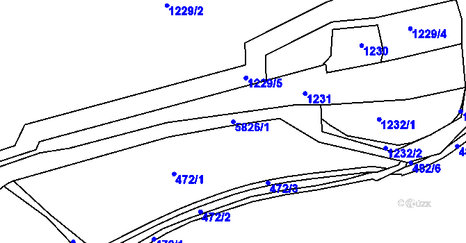 Parcela st. 5826/1 v KÚ Tábor, Katastrální mapa