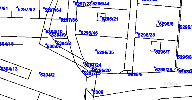 Parcela st. 5296/35 v KÚ Tábor, Katastrální mapa