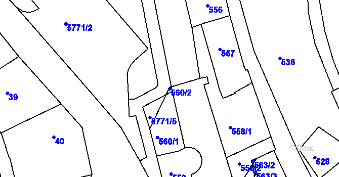 Parcela st. 560/2 v KÚ Tábor, Katastrální mapa