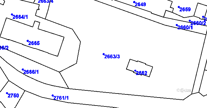 Parcela st. 2663/3 v KÚ Tábor, Katastrální mapa