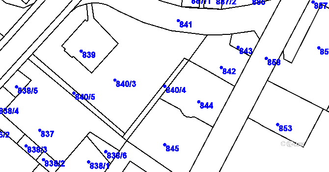 Parcela st. 840/4 v KÚ Tábor, Katastrální mapa