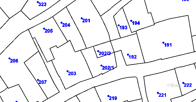 Parcela st. 202/2 v KÚ Tábor, Katastrální mapa