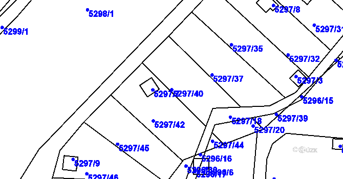 Parcela st. 5297/40 v KÚ Tábor, Katastrální mapa