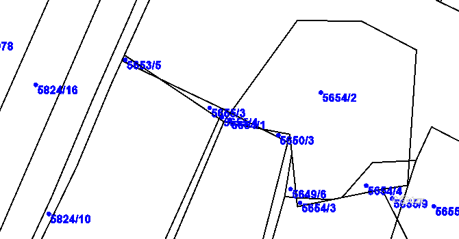 Parcela st. 5654/1 v KÚ Tábor, Katastrální mapa