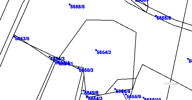 Parcela st. 5654/2 v KÚ Tábor, Katastrální mapa