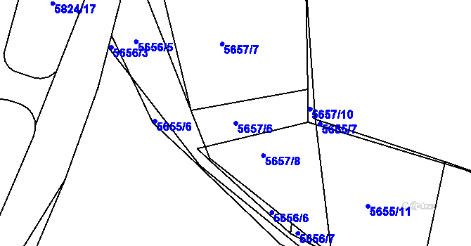Parcela st. 5657/6 v KÚ Tábor, Katastrální mapa