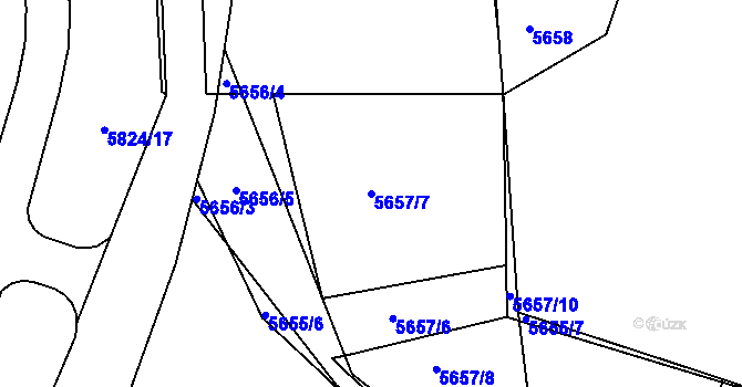 Parcela st. 5657/7 v KÚ Tábor, Katastrální mapa