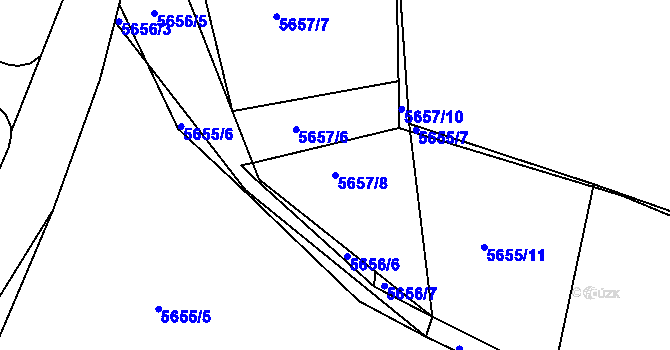 Parcela st. 5657/8 v KÚ Tábor, Katastrální mapa