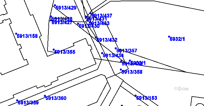 Parcela st. 5913/434 v KÚ Tábor, Katastrální mapa