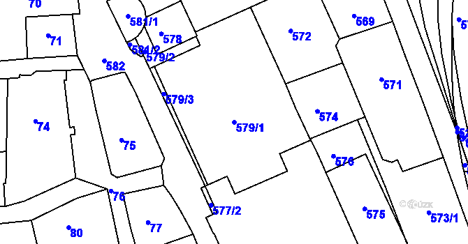 Parcela st. 579/1 v KÚ Tábor, Katastrální mapa