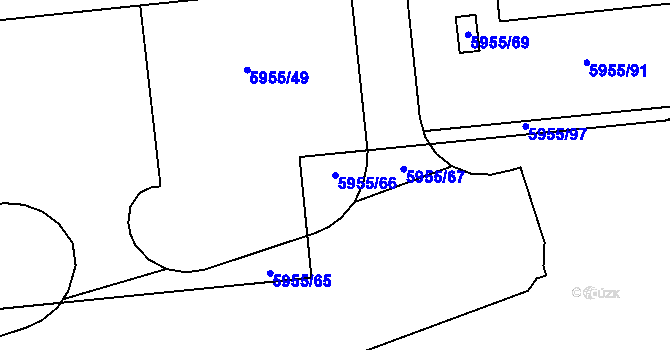 Parcela st. 5955/66 v KÚ Tábor, Katastrální mapa