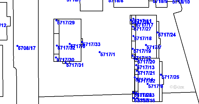 Parcela st. 5717/1 v KÚ Tábor, Katastrální mapa