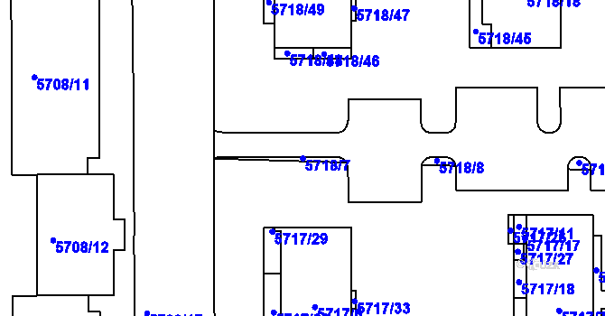 Parcela st. 5718/7 v KÚ Tábor, Katastrální mapa