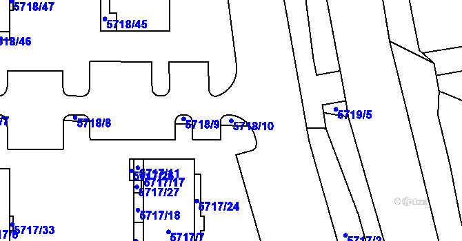 Parcela st. 5718/10 v KÚ Tábor, Katastrální mapa
