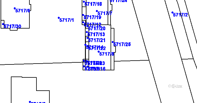 Parcela st. 5717/8 v KÚ Tábor, Katastrální mapa