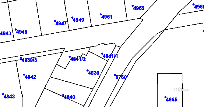 Parcela st. 4841/1 v KÚ Tábor, Katastrální mapa
