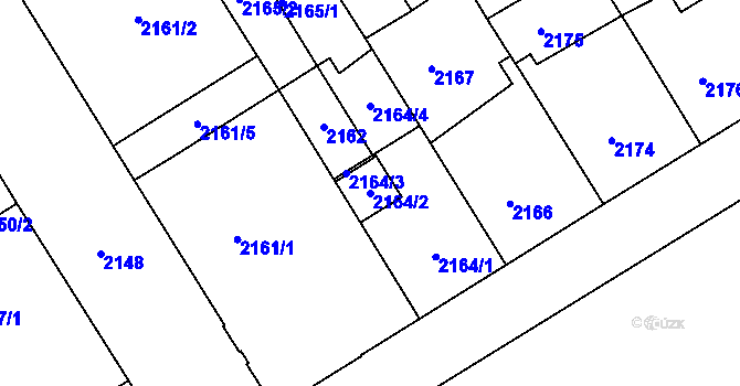 Parcela st. 2164/2 v KÚ Tábor, Katastrální mapa