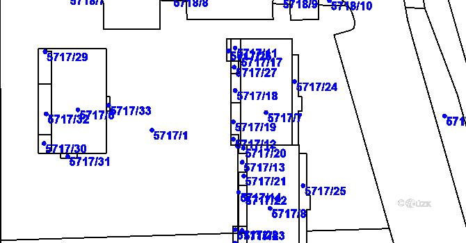 Parcela st. 5717/19 v KÚ Tábor, Katastrální mapa
