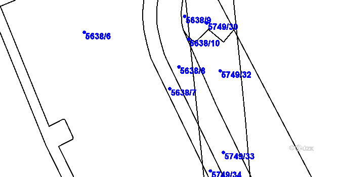 Parcela st. 5638/7 v KÚ Tábor, Katastrální mapa