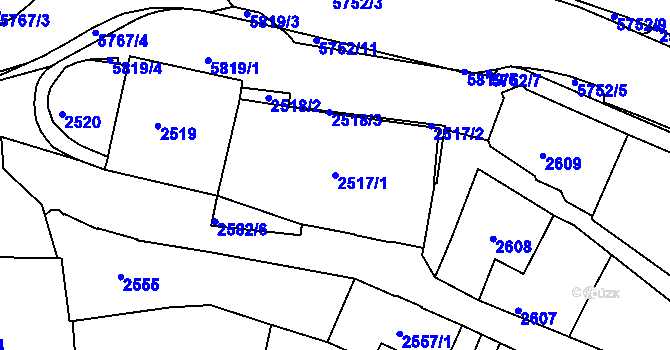 Parcela st. 2517/1 v KÚ Tábor, Katastrální mapa