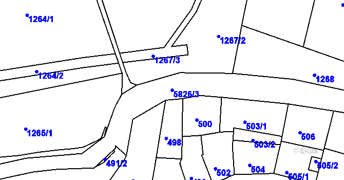 Parcela st. 5826/3 v KÚ Tábor, Katastrální mapa