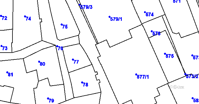 Parcela st. 577/2 v KÚ Tábor, Katastrální mapa