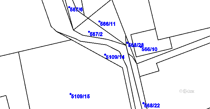 Parcela st. 5109/14 v KÚ Tábor, Katastrální mapa