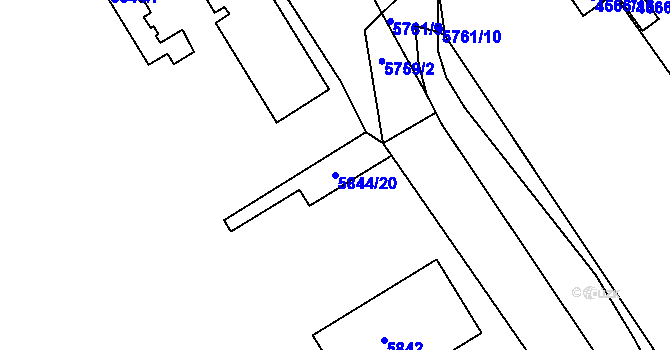 Parcela st. 5844/20 v KÚ Tábor, Katastrální mapa
