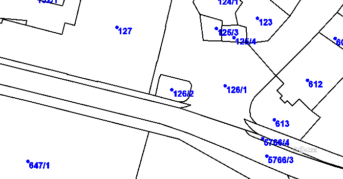 Parcela st. 126/2 v KÚ Tábor, Katastrální mapa