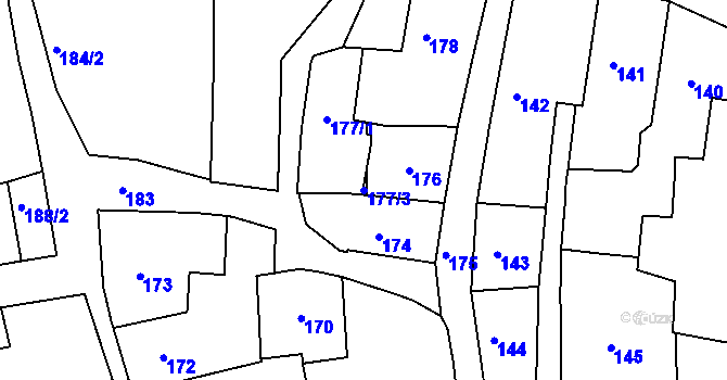 Parcela st. 177/3 v KÚ Tábor, Katastrální mapa