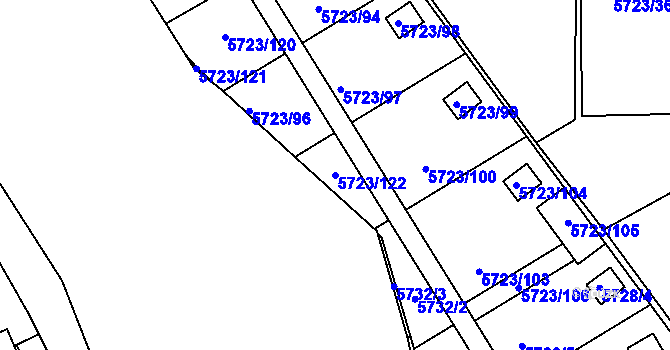 Parcela st. 5723/122 v KÚ Tábor, Katastrální mapa