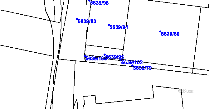 Parcela st. 5639/95 v KÚ Tábor, Katastrální mapa