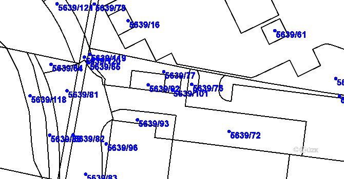 Parcela st. 5639/101 v KÚ Tábor, Katastrální mapa