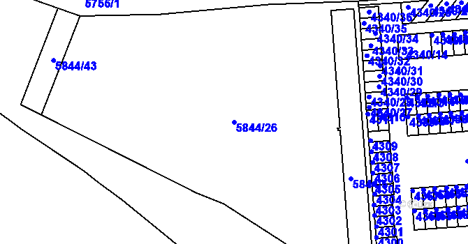 Parcela st. 5844/26 v KÚ Tábor, Katastrální mapa