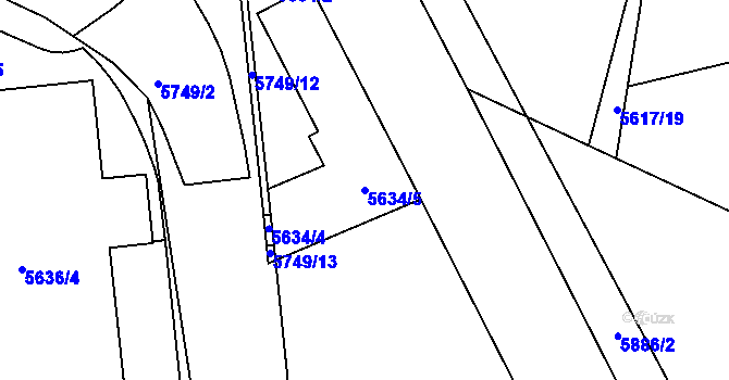 Parcela st. 5634/5 v KÚ Tábor, Katastrální mapa