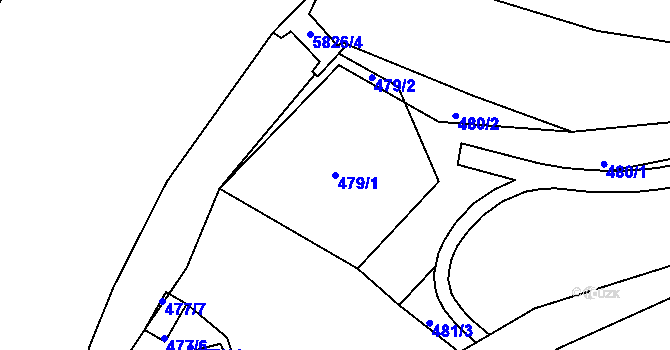 Parcela st. 479/1 v KÚ Tábor, Katastrální mapa