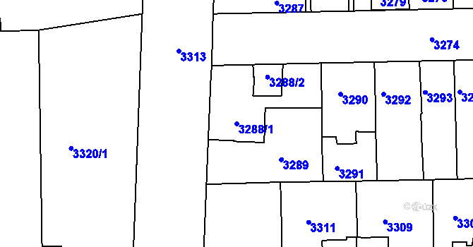 Parcela st. 3288/1 v KÚ Tábor, Katastrální mapa