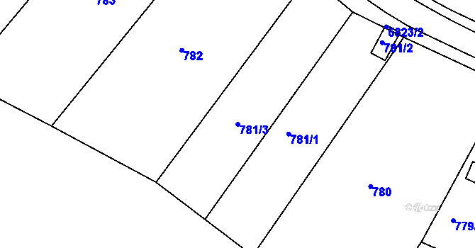 Parcela st. 781/3 v KÚ Tábor, Katastrální mapa
