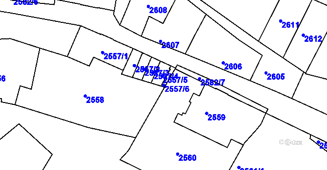 Parcela st. 2557/6 v KÚ Tábor, Katastrální mapa