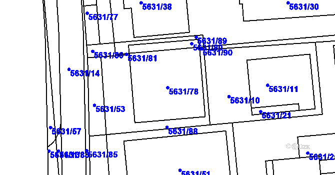 Parcela st. 5631/78 v KÚ Tábor, Katastrální mapa