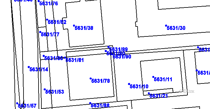 Parcela st. 5631/79 v KÚ Tábor, Katastrální mapa